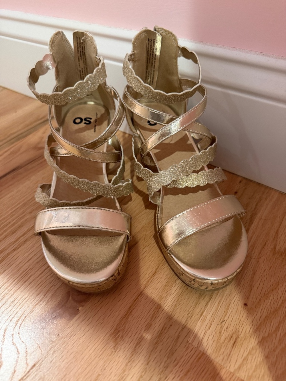 Girls Gold Platform Sandals